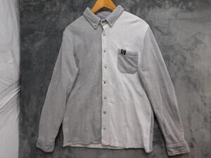 Community Shirt Mens L Gray Knit Long Sleeve Button Up Pockets Regular Fit